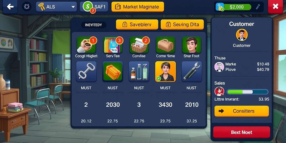 Manage every aspect of your business in Market Magnate Market Magnate gameplay showing business management interface with inventory, sales and customer data